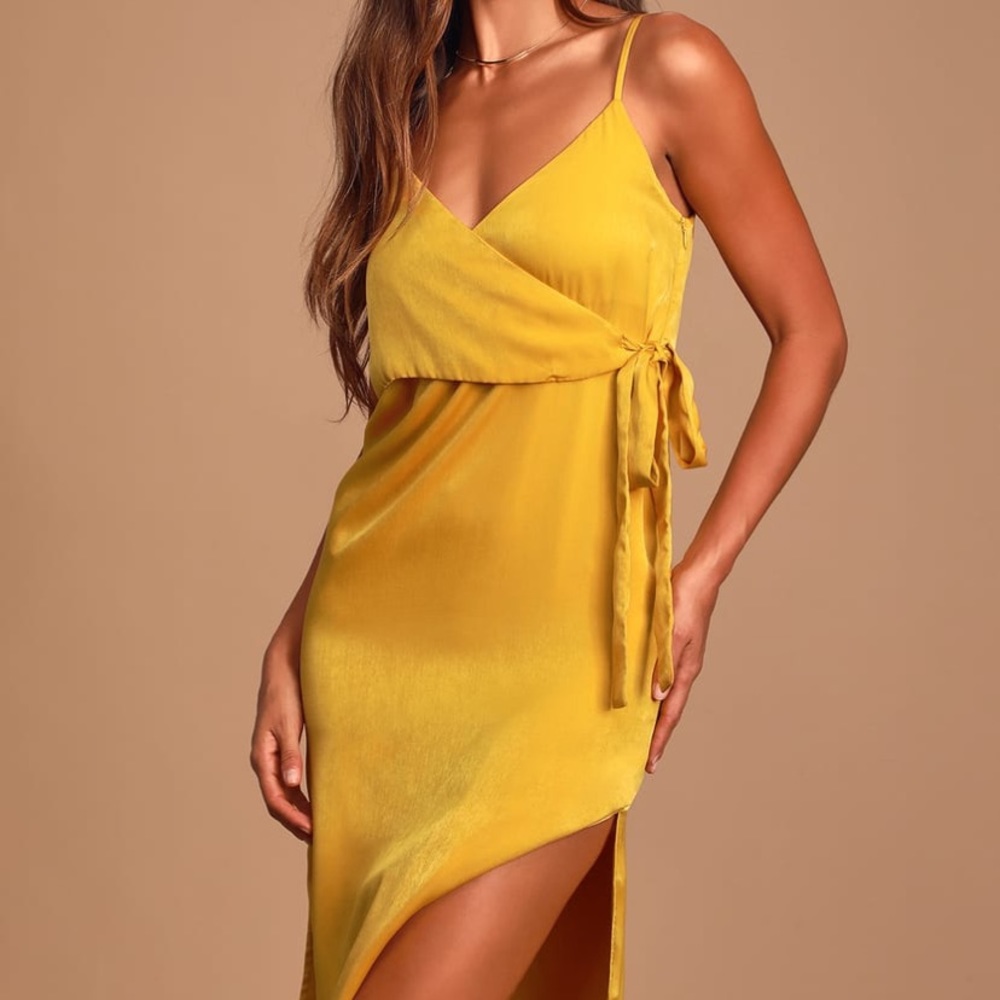 NWT Satin Midi Wrap Dress